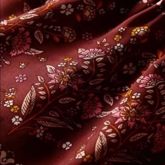 Pink & Maroon Floral Ornate Bohemian Gypsy Button Front Tank Summer Casual Dress - Picture 5 of 16